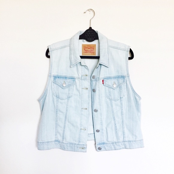 Levi S Jackets Coats Levis Light Wash Denim Trucker Vest Xl